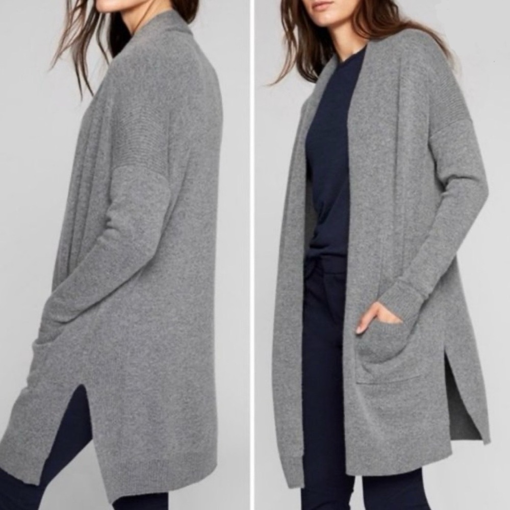 Athleta Heather Gray Spirit Wrap Cashmere & Wool Open Front Cardigan